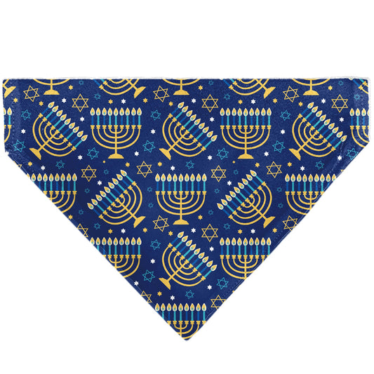 Pet Bandana - Hanukkah Holiday Menorah Blues/Yellows