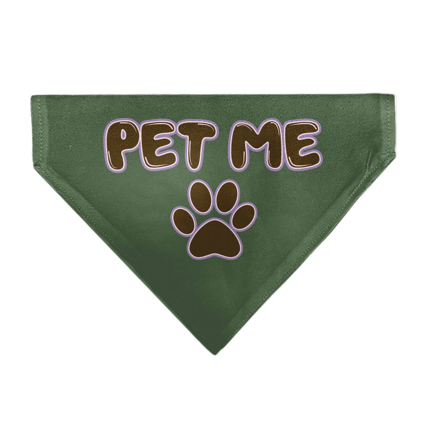 Pet Bandana - PET ME Text and Paw Olive/Pinks/Brown