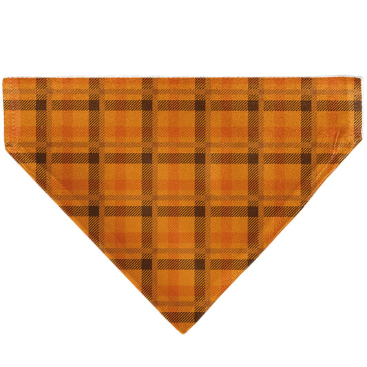 Pet Bandana - Plaid Orange/Brown