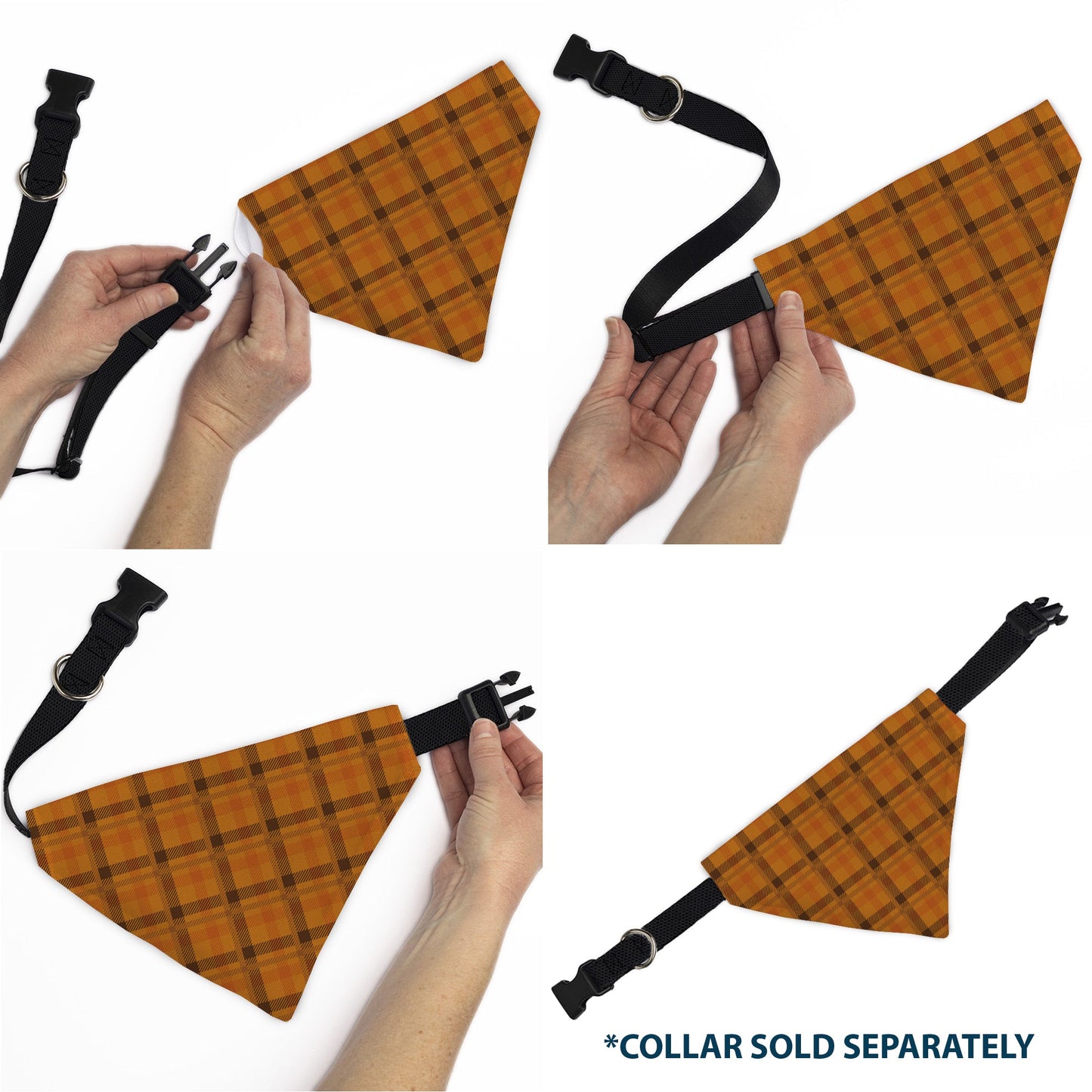 Pet Bandana - Plaid Orange/Brown
