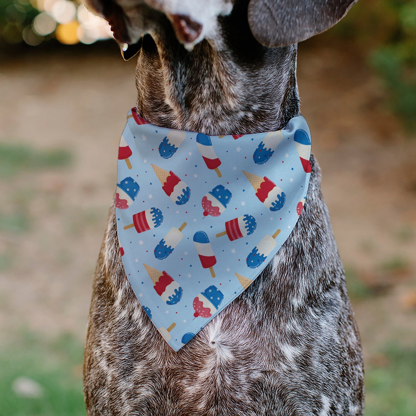 Pet Bandana - Stars and Stripes Desserts Scattered Baby Blue/Red/White/Blue