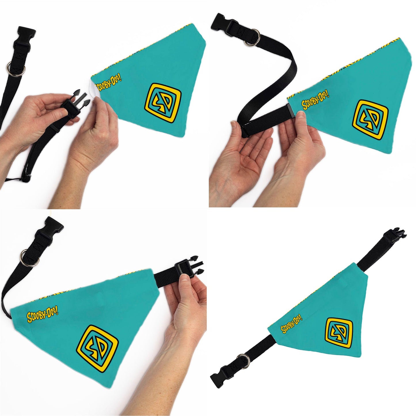 Pet Bandana - Scooby Doo Logo Centered and Collage Blue/Yellow