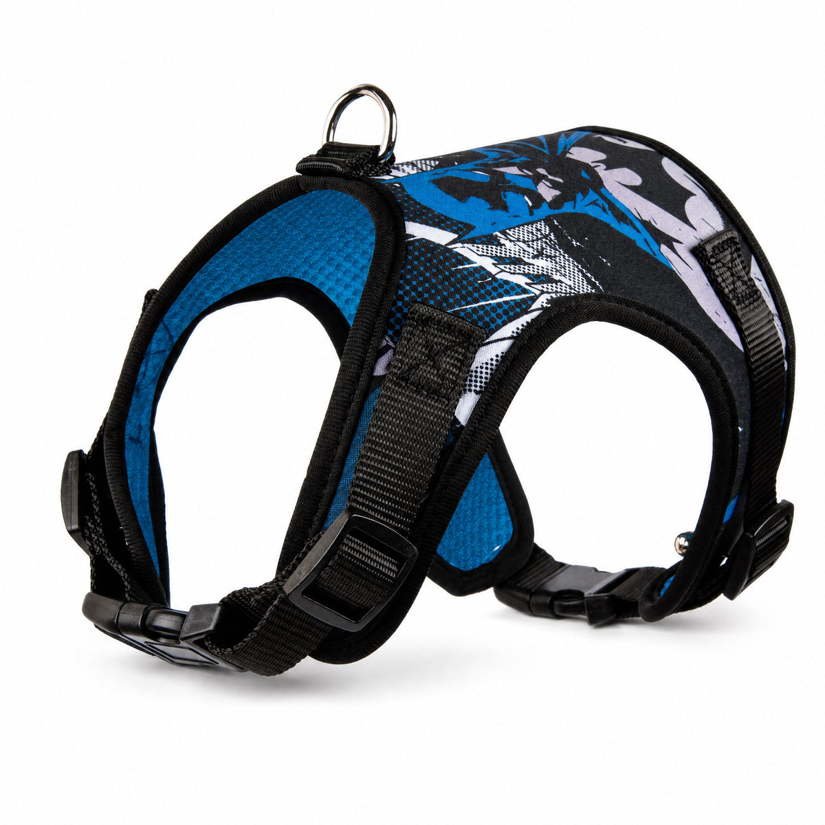 Pet Harness - Batman Two Pose and Bat Signal Logo Blues/Black