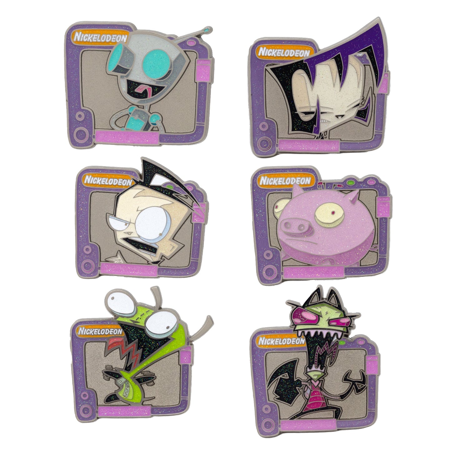 Invader Zim Blind Box Glitter Enamel Pin Series - Mystery Character Zim, GIR, Piggy, Dib, or Gaz