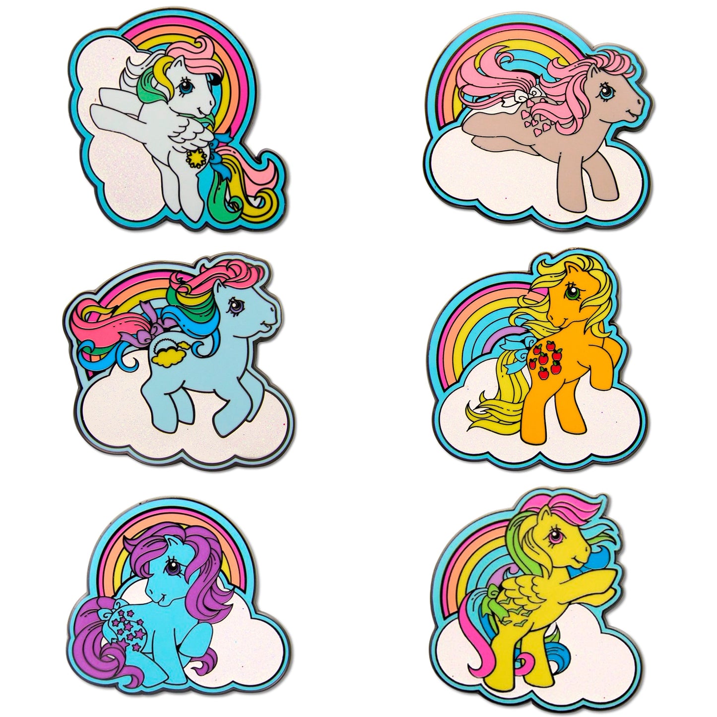 My Little Pony Mystery Enamel Pin Blind Box Series, Snuzzle, Applejack, Starshine, Blue Belle, Sunlight, or Skydancer
