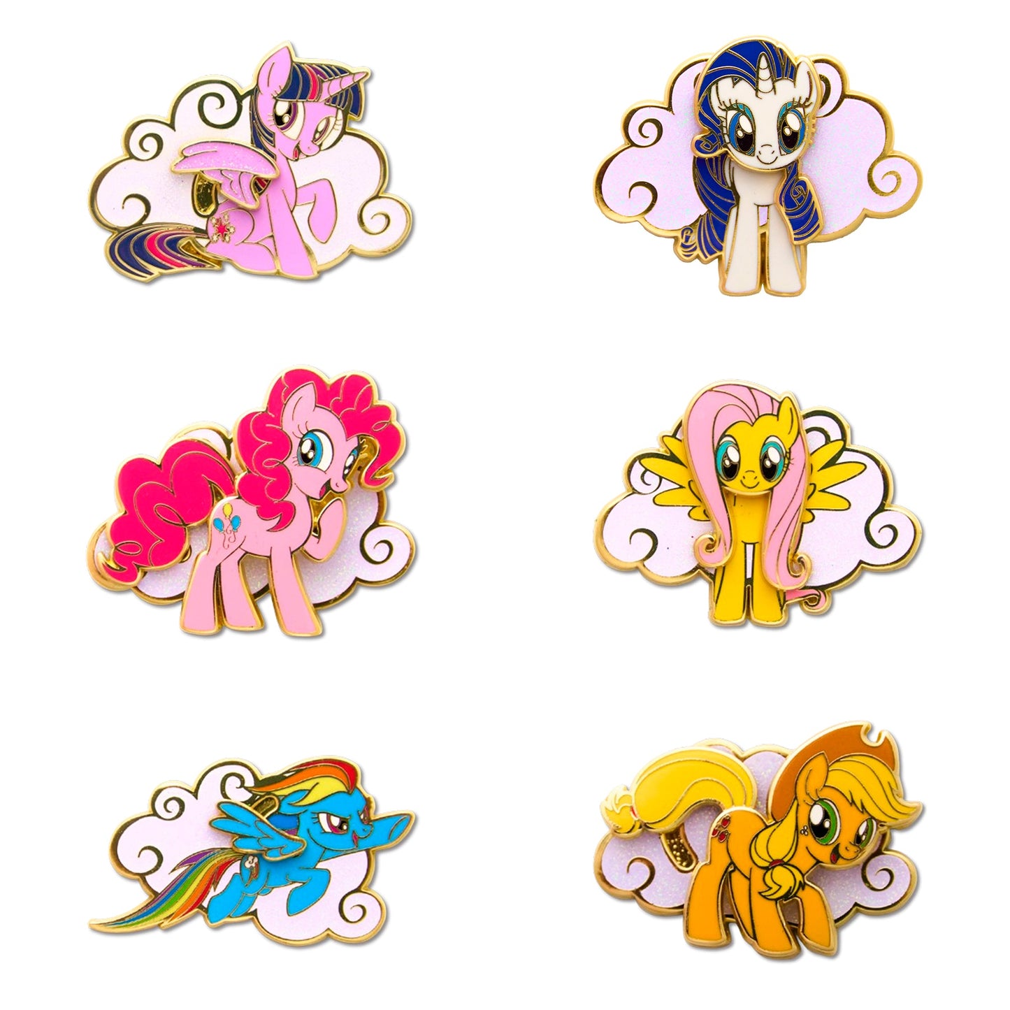 My Little Pony Interactive Mystery Enamel Pin Blind Box Series, Applejack, Fluttershy, Pinkie Pie, Rainbow Dash, Rarity, Twilight Sparkle