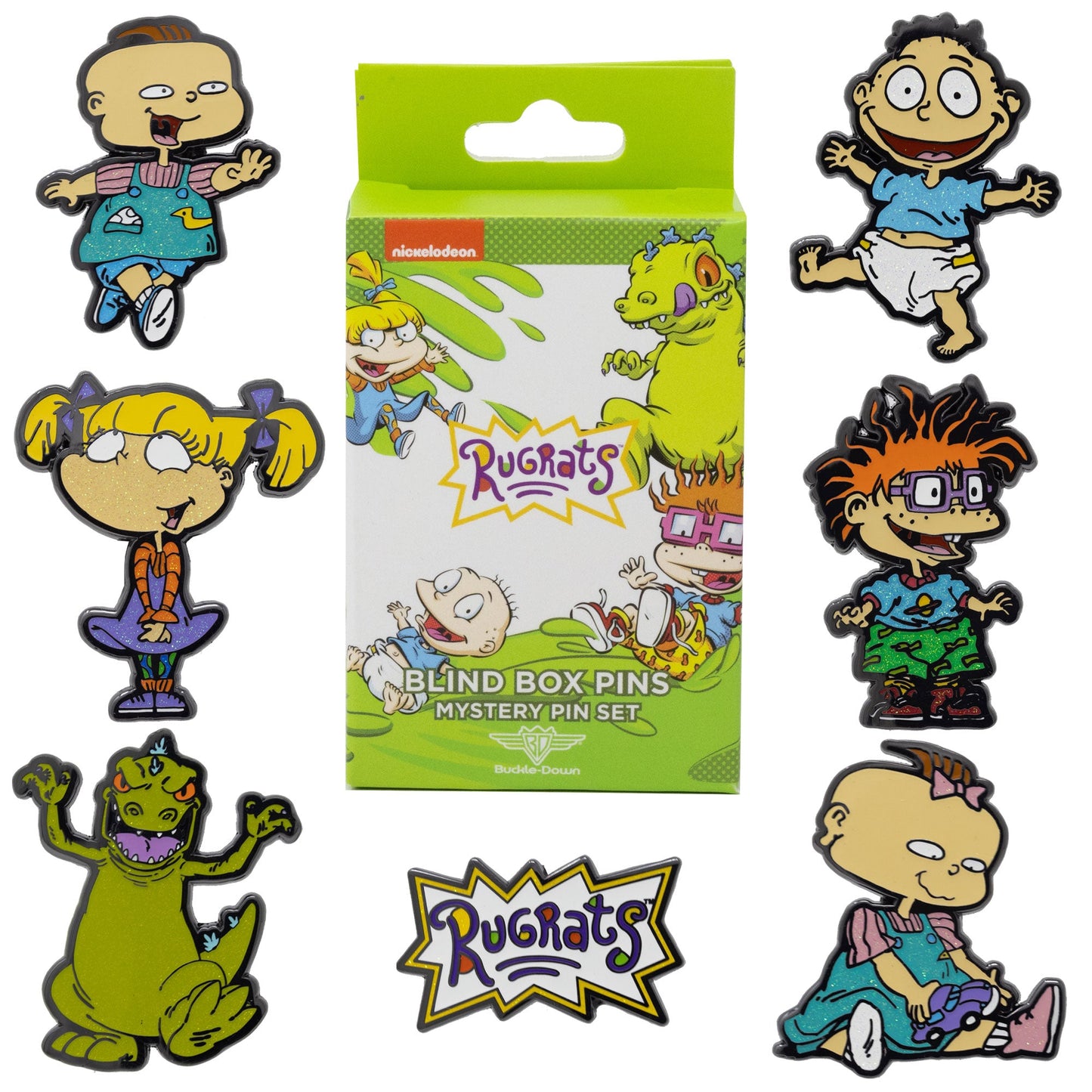 Rugrats Mystery Enamel Pin Blind Box Series, Tommy Pickles, Chuckie Finster, Angelica Pickles, Phil DeVille, Lil DeVille, Reptar, or the Rugrats Title Logo