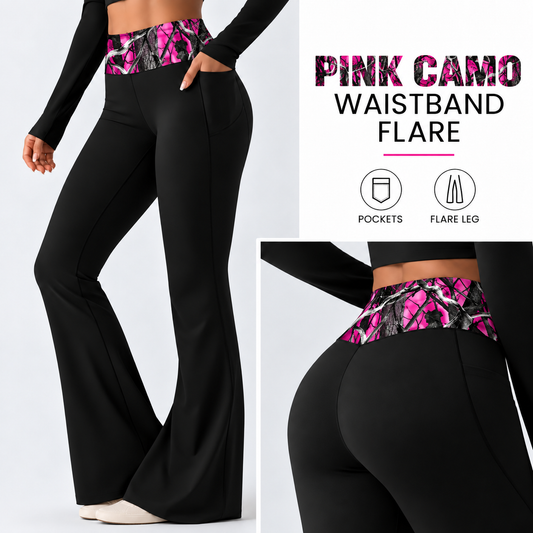 PINK CAMO-PATTERN WAIST FLARE-PREORDER CLOSING 10/7 , ETA LATE DEC.