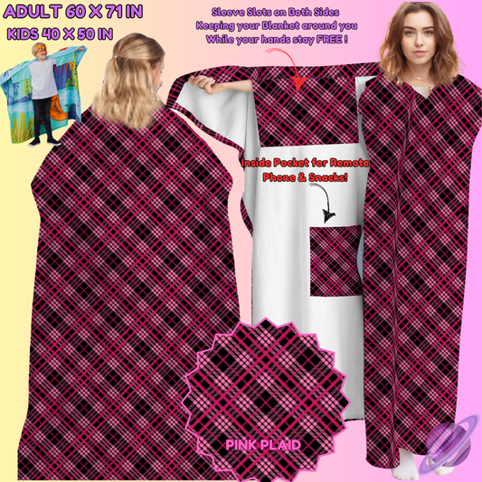 WEARABLE THROW RUN-PINK PLAID-PREORDER CLOSING 8/31-  ETA LATE NOV./EARLY DEC.