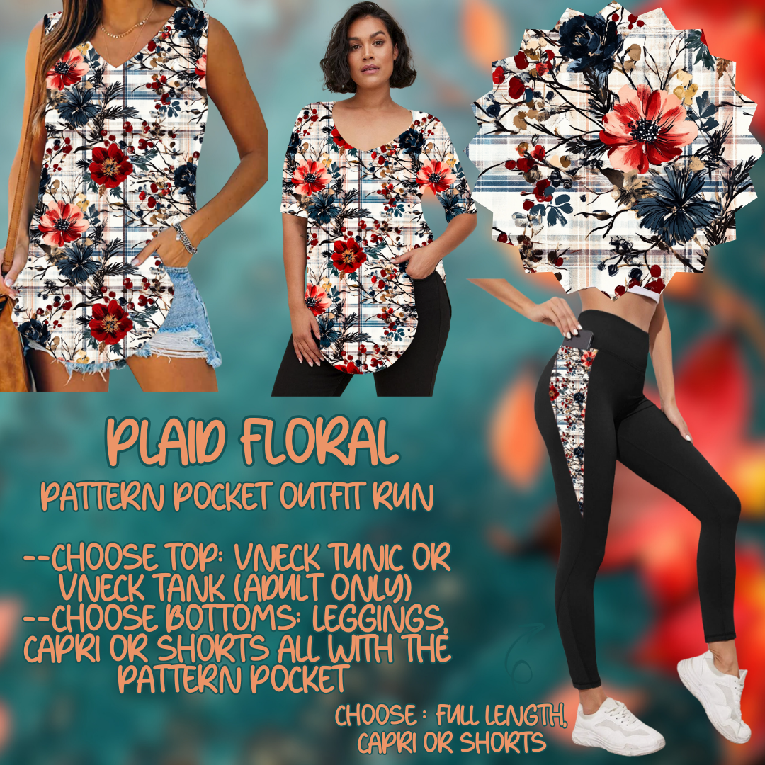 PLAID FLORAL - PATTERN POCKET OUTFIT RUN 14 CLOSING 10/4