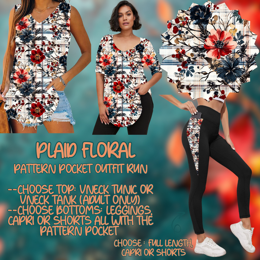PLAID FLORAL - PATTERN POCKET OUTFIT RUN 14 CLOSING 10/4