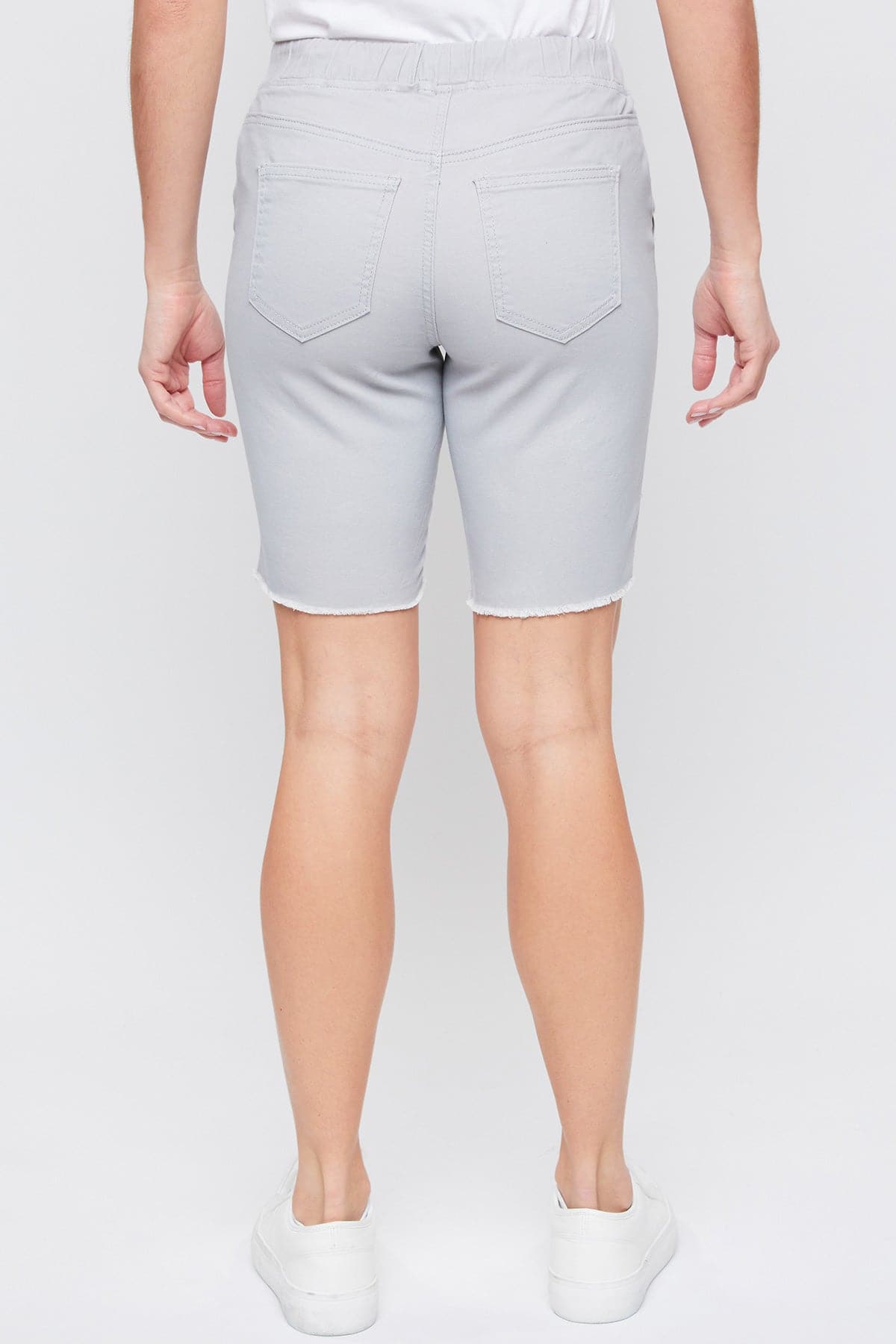 Women's Petite Elastic Bermuda with Fray Hem