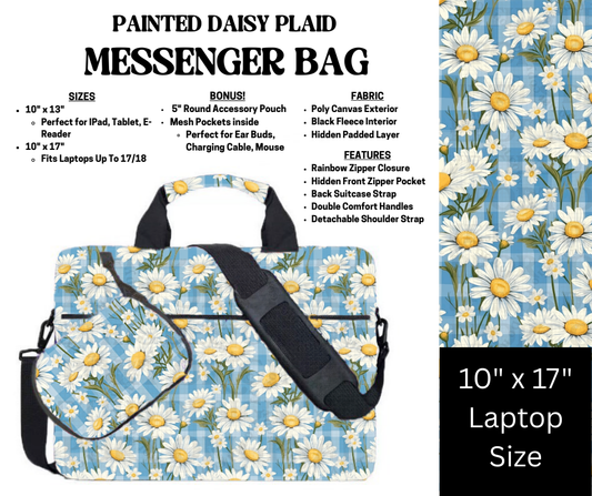 Painted Daisy Plaid Messenger Bag