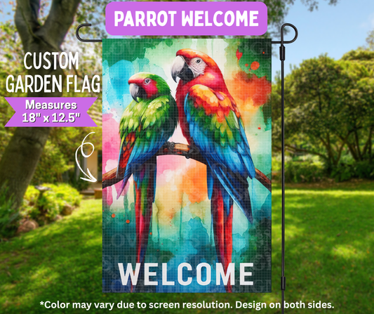 Parrot Welcome Garden Flag