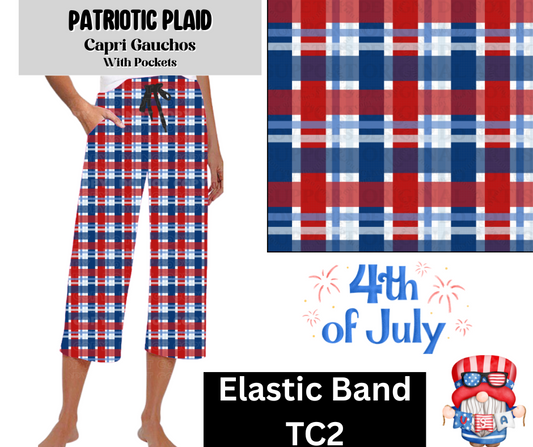 Patriotic Plaid Capri Gauchos