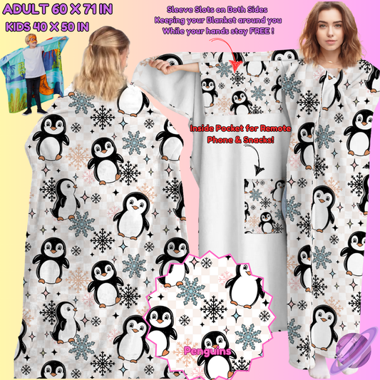 WEARABLE THROW RUN-PENGUINS-PREORDER CLOSING 8/31-  ETA LATE NOV./EARLY DEC.