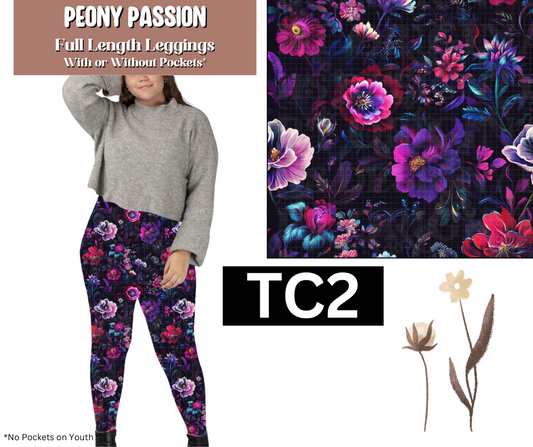Peony Passion Full Length Leggings w/ Pockets