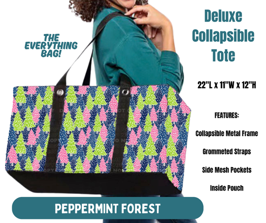 Preorder! Closes 8/13. ETA Nov. Peppermint Forest Collapsible Tote