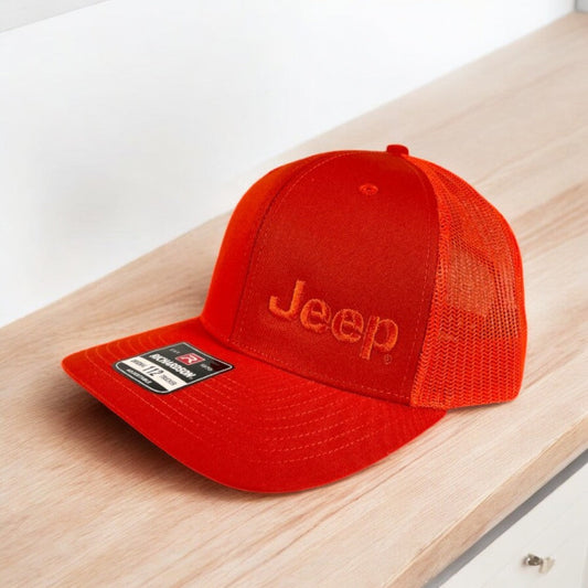 Hat - Jeep Text TONAL Trucker - Orange