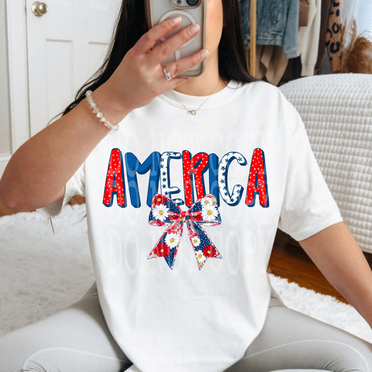 AMERICA FLORAL BOW TEE