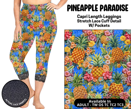 Preorder! Closes 5/12. ETA August. Pineapple Paradise Lace Cuff Capris w/ Pockets