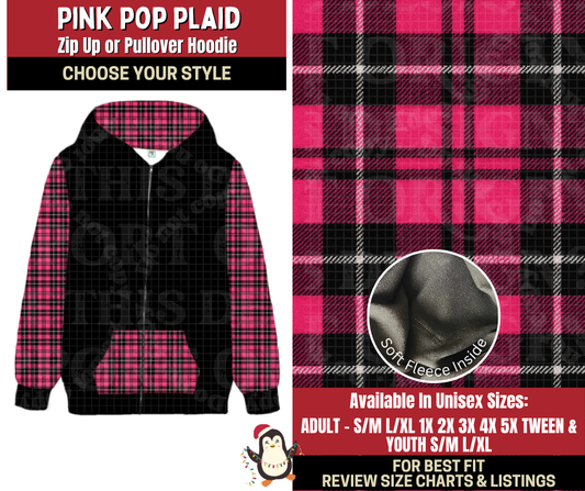 Preorder! Closes 9/4. ETA Dec. Pink Pop Plaid Zip-Up or Pullover Hoodie