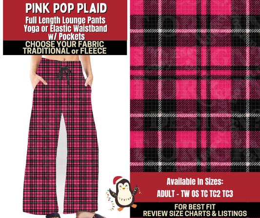 Preorder! Closes 9/4. ETA Dec. Pink Pop Plaid Lounge Pants Choose Fleece or Traditional