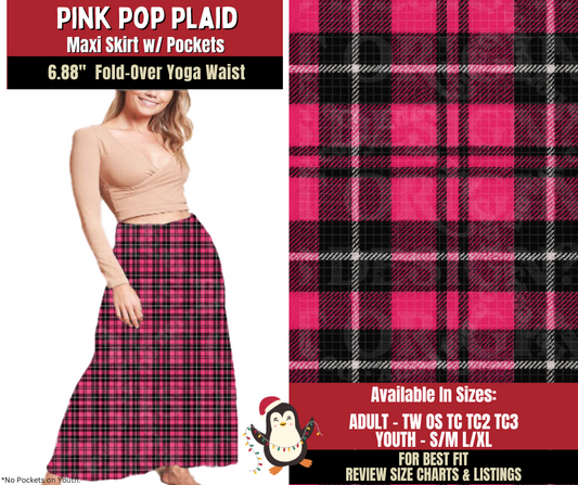 Preorder! Closes 9/4. ETA Dec. Pink Pop Plaid Maxi Skirt
