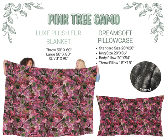 Preorder! Closes 10/9. ETA Dec. Pink Tree Camo Luxe Plush Fur Blanket and/or DreamSoft Pillowcase