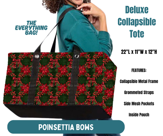 Preorder! Closes 8/13. ETA Nov. Poinsettia Bows Collapsible Tote