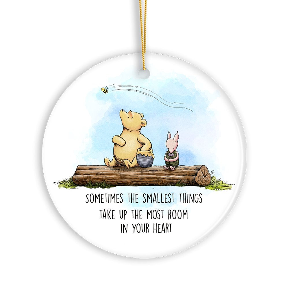 Sentimental Heartwarming Winnie-the-Pooh Quote Ornament, 1926 A.A. Milne Small Things Friendly Tree Decoration