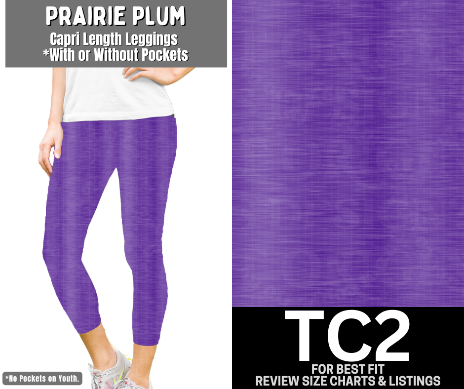Prairie Plum Capri Length Leggings w/ Pockets