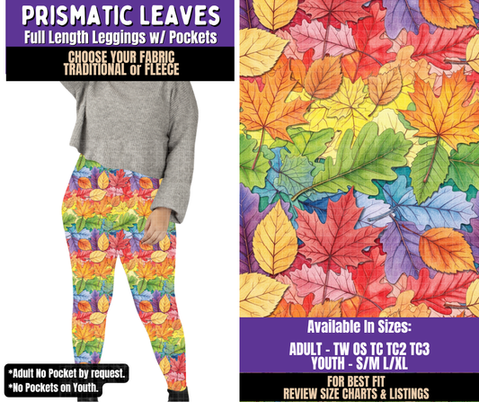 Preorder! Closes 8/5. ETA Nov. Prismatic Leaves Leggings Choose Fleece or Traditional