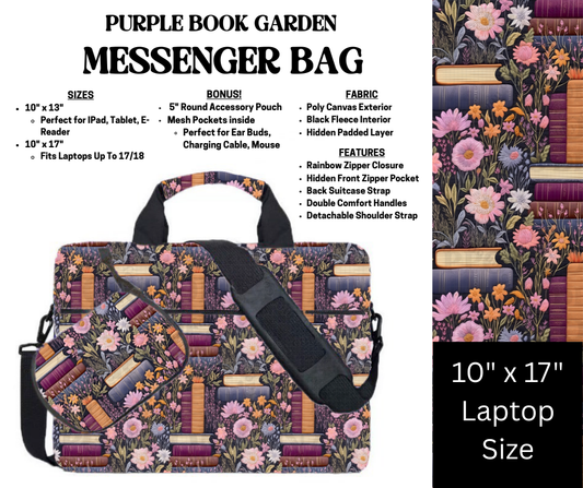 Purple Book Garden Messenger Bag