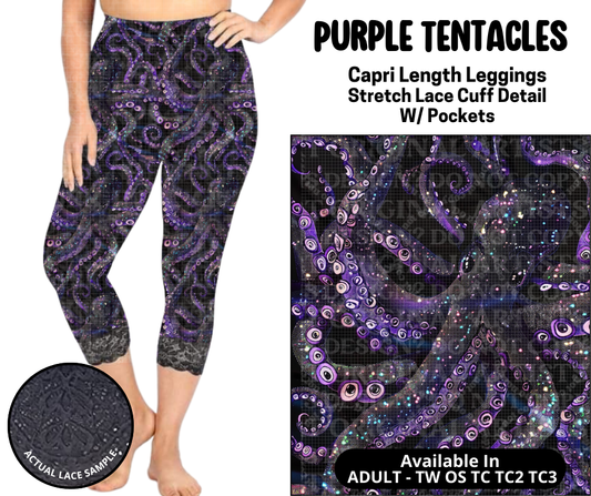 Preorder! Closes 5/12. ETA August. Purple Tentacles Lace Cuff Capris w/ Pockets