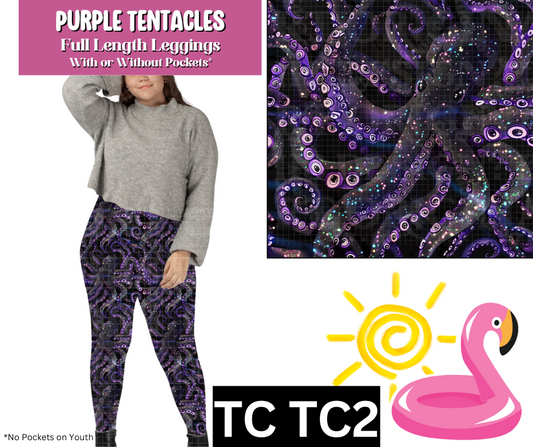 Purple Tentacles Full Length Leggings w/ Pockets