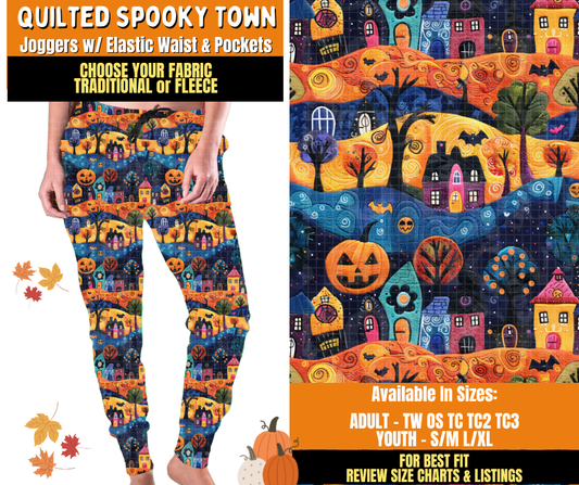 Preorder! Closes 7/16. ETA Oct. Quilted Spooky Town Joggers Choose Fleece or Traditional