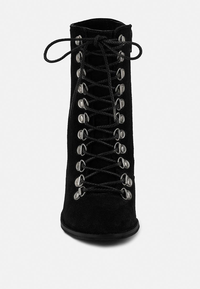 Goose-Feather Antique High Heeled Ankle Boot