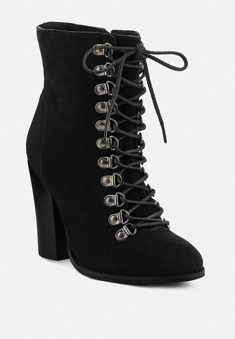 Goose-Feather Antique High Heeled Ankle Boot