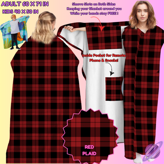 WEARABLE THROW RUN-RED PLAID-PREORDER CLOSING 8/31-  ETA LATE NOV./EARLY DEC.