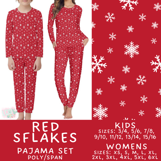 Batch #584 - Christmas Family Pajamas - Closes 9/11 - ETA mid Nov - Red SFlakes Womens & Kids Pajama Set