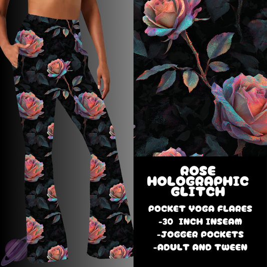 ROSE HOLOGRAPHIC GLITCH-YOGA FLARES 7-PREORDER DUE 10/2
