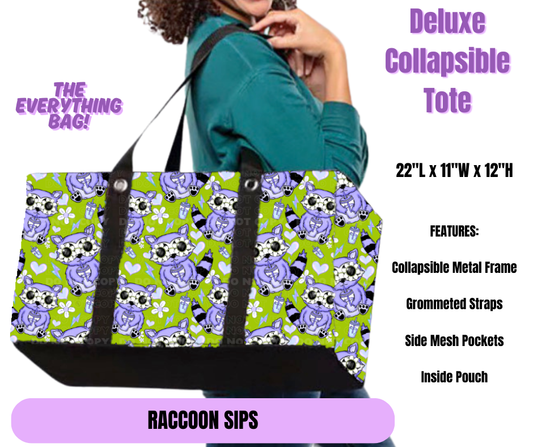 Preorder! Closes 5/19. ETA August. Raccoon Sips Collapsible Tote