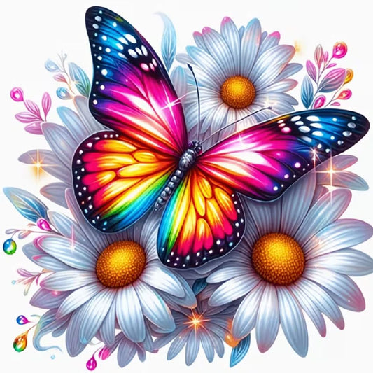 Rainbow Butterfly & Daisy Bouquet