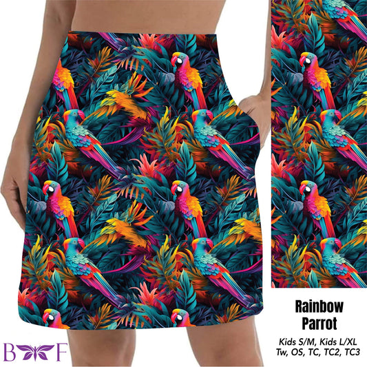 Rainbow Parrot Capris, shorts and Skorts with pockets