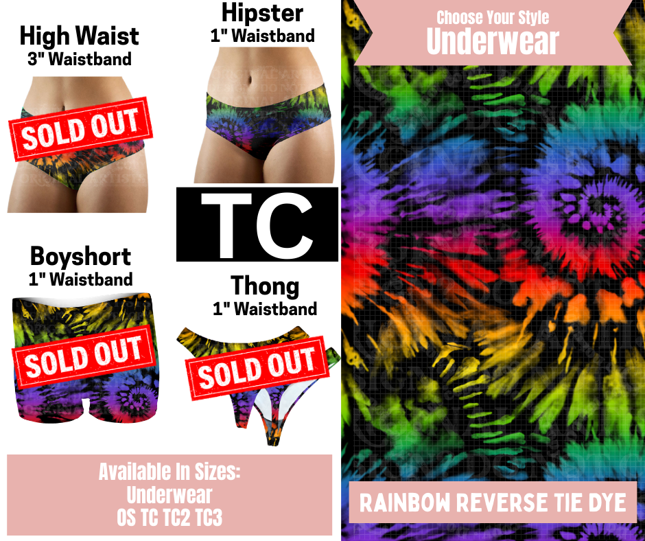 Rainbow Reverse Tie Dye Hipster Underwear