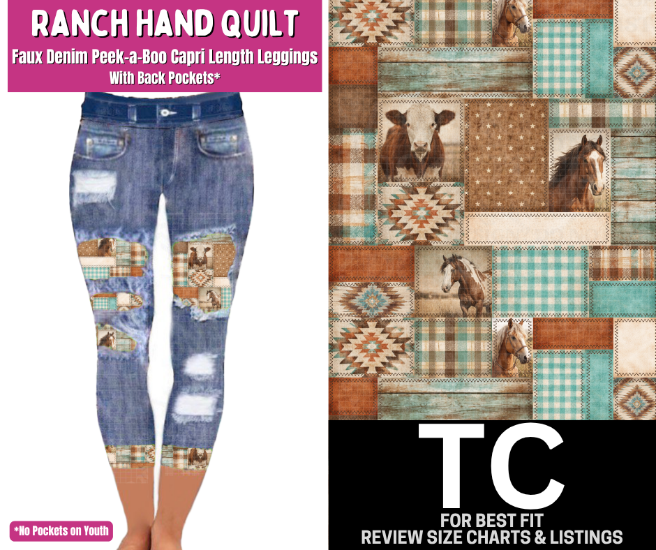Ranch Hand Quilt Capri Faux Denim Peekaboo