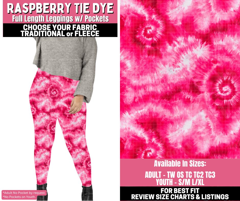 Preorder! Closes 11/19. ETA Jan. Raspberry Tie Dye Leggings Choose Fleece or Traditional