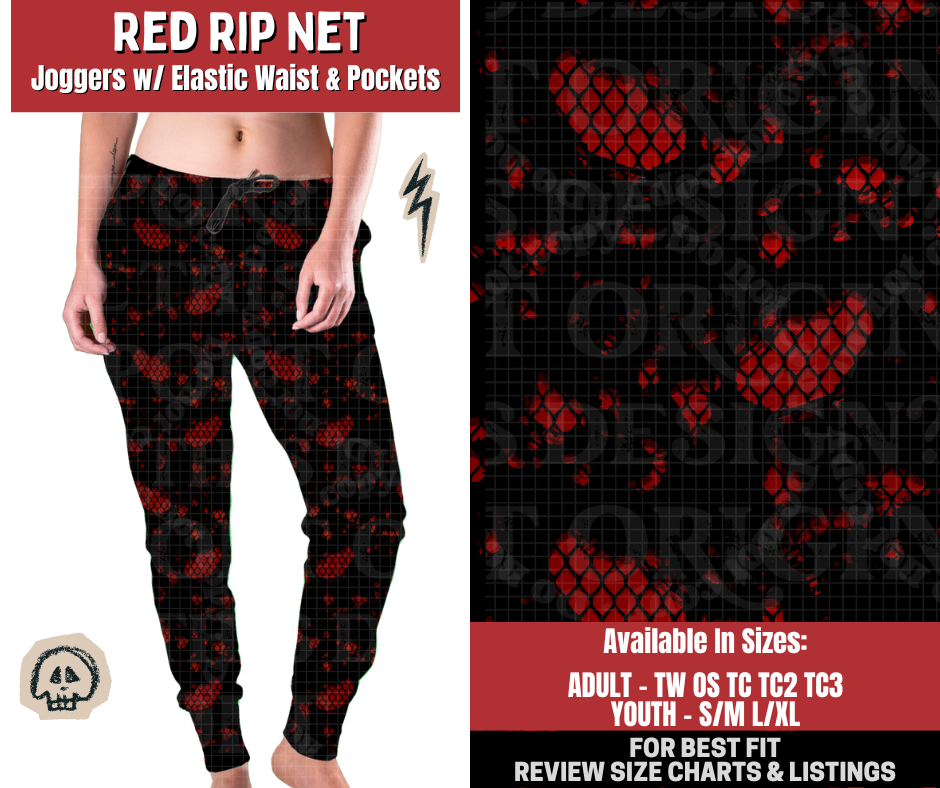 Preorder! Closes 12/22. ETA March. Red Rip Net Joggers