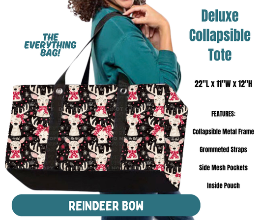 Preorder! Closes 8/13. ETA Nov. Reindeer Bow Collapsible Tote